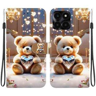 For Honor X6a Crystal Texture Colored Drawing Leather Phone Case(Diamond Bear)