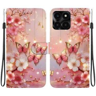 For Honor X6a Crystal Texture Colored Drawing Leather Phone Case(Lantern Butterflies)