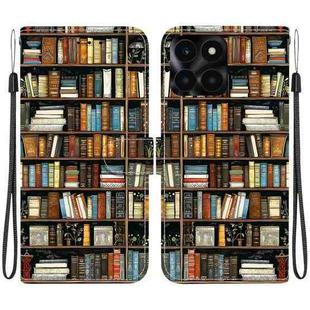 For Honor X6a Crystal Texture Colored Drawing Leather Phone Case(Bookshelf)