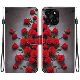 For Honor X6a Crystal Texture Colored Drawing Leather Phone Case(Red Roses)