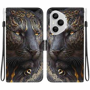 For Honor 400 Pro Global 160.8mm Crystal Texture Colored Drawing Leather Phone Case(Black Gold Lion)