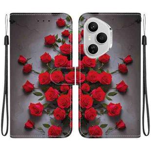 For Honor 400 Pro Global 160.8mm Crystal Texture Colored Drawing Leather Phone Case(Red Roses)