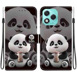 For Honor 400 Lite Global Crystal Texture Colored Drawing Leather Phone Case(Milk Tea Bear)