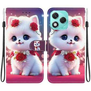 For Honor 400 Lite Global Crystal Texture Colored Drawing Leather Phone Case(Rose Cat)