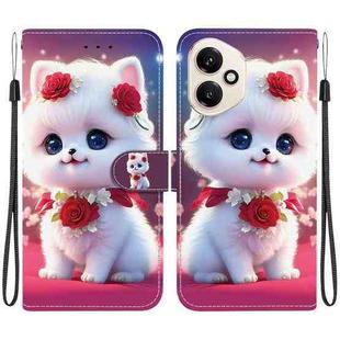 For Honor 400 Global 156.5mm Crystal Texture Colored Drawing Leather Phone Case(Rose Cat)