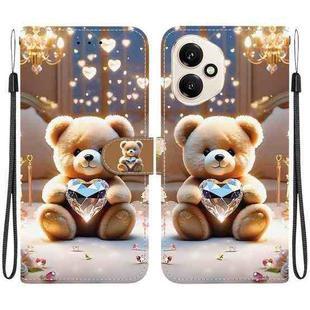 For Honor 400 Global 156.5mm Crystal Texture Colored Drawing Leather Phone Case(Diamond Bear)