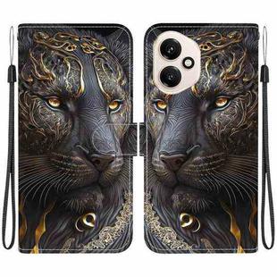 For Honor 400 Global 156.5mm Crystal Texture Colored Drawing Leather Phone Case(Black Gold Lion)