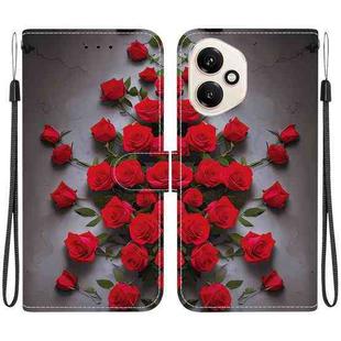 For Honor 400 Global 156.5mm Crystal Texture Colored Drawing Leather Phone Case(Red Roses)
