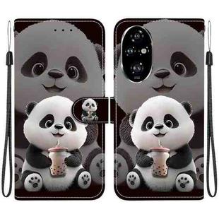 For Honor 200 Pro Crystal Texture Colored Drawing Leather Phone Case(Milk Tea Bear)
