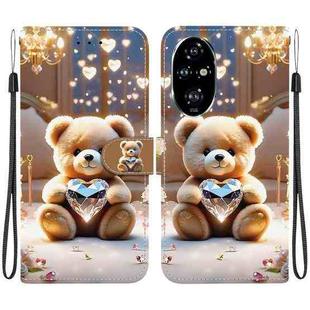 For Honor 200 Pro Crystal Texture Colored Drawing Leather Phone Case(Diamond Bear)