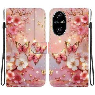 For Honor 200 Pro Crystal Texture Colored Drawing Leather Phone Case(Lantern Butterflies)