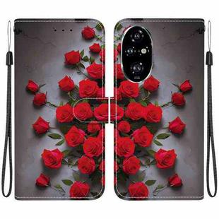 For Honor 200 Pro Crystal Texture Colored Drawing Leather Phone Case(Red Roses)