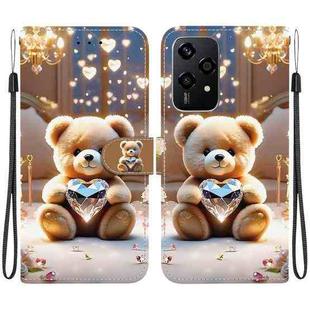 For Honor 200 Lite Global Crystal Texture Colored Drawing Leather Phone Case(Diamond Bear)