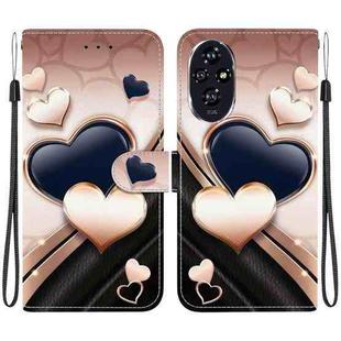 For Honor 200 Crystal Texture Colored Drawing Leather Phone Case(Love Heart)