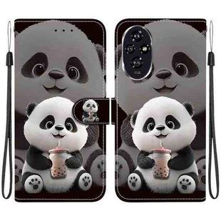 For Honor 200 Crystal Texture Colored Drawing Leather Phone Case(Milk Tea Bear)