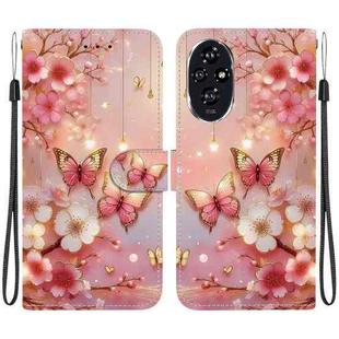 For Honor 200 Crystal Texture Colored Drawing Leather Phone Case(Lantern Butterflies)