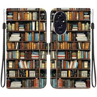 For Honor 200 Crystal Texture Colored Drawing Leather Phone Case(Bookshelf)