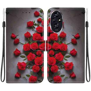 For Honor 200 Crystal Texture Colored Drawing Leather Phone Case(Red Roses)