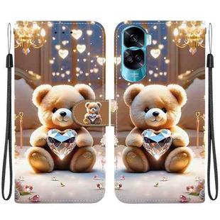 For Honor 90 Lite Crystal Texture Colored Drawing Leather Phone Case(Diamond Bear)