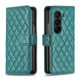 For Samsung Galaxy Z Fold7 Diamond Lattice Wallet Flip Leather Phone Case(Green)