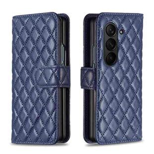 For Samsung Galaxy Z Fold6 Diamond Lattice Wallet Flip Leather Phone Case(Blue)