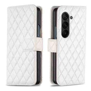 For Samsung Galaxy Z Fold6 Diamond Lattice Wallet Flip Leather Phone Case(White)