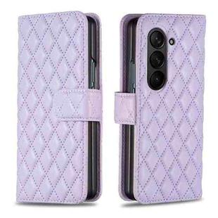 For Samsung Galaxy Z Fold6 Diamond Lattice Wallet Flip Leather Phone Case(Purple)
