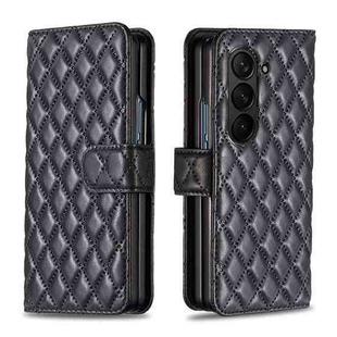 For Samsung Galaxy Z Fold6 Diamond Lattice Wallet Flip Leather Phone Case(Black)