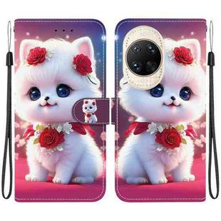 For Huawei nova 14 Ultra Crystal Texture Colored Drawing Leather Phone Case(Rose Cat)