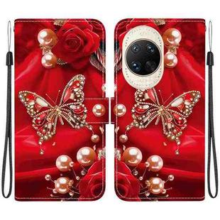 For Huawei nova 14 Ultra Crystal Texture Colored Drawing Leather Phone Case(Pearl Butterfly Rose)