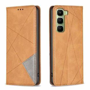 For Infinix Hot 60 Pro+ 4G Rhombus Texture Magnetic Leather Phone Case(Yellow)