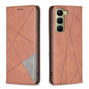 For Infinix Hot 60 Pro+ 4G Rhombus Texture Magnetic Leather Phone Case(Brown)
