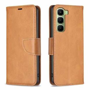 For Infinix Hot 60 Pro 4G Lambskin Texture Pure Color Flip Leather Phone Case(Yellow)