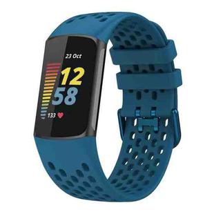 For Fitbit Charge 6 / 5 xDfind Hole Style Breathable Silicone Watch Band(Cyan)