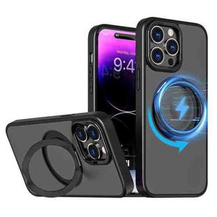 For iPhone 14 Pro Max kalebol MagSafe Metal Ring Holder Phone Case(Black)