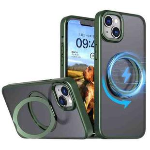 For iPhone 15 Plus kalebol MagSafe Metal Ring Holder Phone Case(Green)