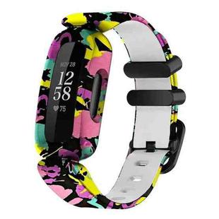 For Fitbit Ace 3 / Inspire2 xDfind Black Buckle Painting Integrated Silicone Watch Band(Colorful)