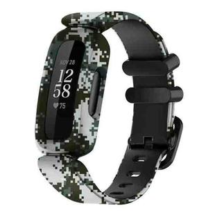 For Fitbit Ace 3 / Inspire2 xDfind Black Buckle Painting Integrated Silicone Watch Band(Camouflage)