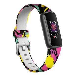 xDfind Silver Buckle Painting Silicone Watch Band For Fitbit Luxe, Size:S(Colorful)