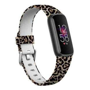 xDfind Silver Buckle Painting Silicone Watch Band For Fitbit Luxe, Size:S(Leopard Print)