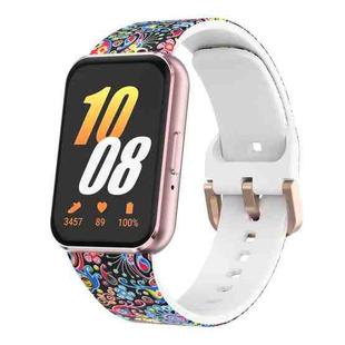 For Samsung Galaxy Fit3 xDfind Gold Buckle Printed Silicone Watch Band(Colorful Jellyfish)