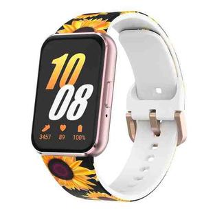 For Samsung Galaxy Fit3 xDfind Gold Buckle Printed Silicone Watch Band(Sunflower)