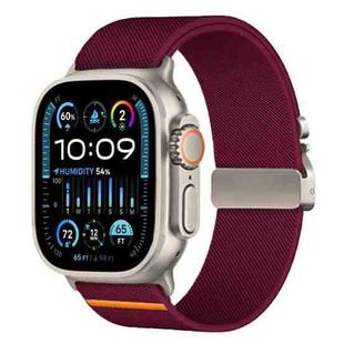 For Apple Watch 38 / 40 / 41 / S10 42mm xDfind Parachute Buckle Stretch Nylon Watch Band(Wine Red)