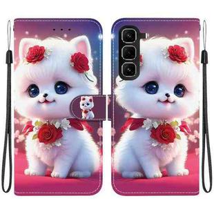 For Infinix Hot 50 Pro+ 4G Crystal Texture Colored Drawing Leather Phone Case(Rose Cat)