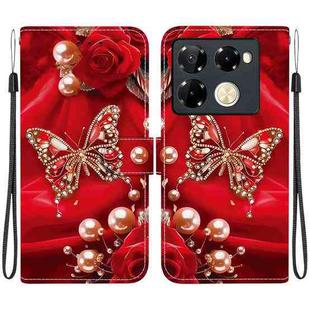 For Infinix Note 40 Pro 4G / 5G / Note 40 Pro+ Crystal Texture Colored Drawing Leather Phone Case(Pearl Butterfly Rose)