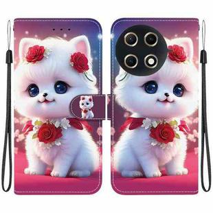 For Tecno Camon 30S / Camon 30S Pro Crystal Texture Colored Drawing Leather Phone Case(Rose Cat)