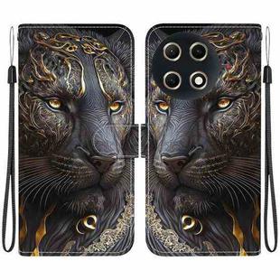 For Tecno Camon 30S / Camon 30S Pro Crystal Texture Colored Drawing Leather Phone Case(Black Gold Lion)