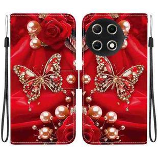 For Tecno Camon 30S / Camon 30S Pro Crystal Texture Colored Drawing Leather Phone Case(Pearl Butterfly Rose)