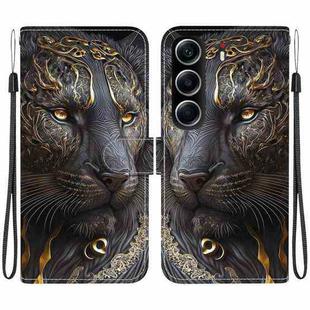 For Tecno Camon 40 Crystal Texture Colored Drawing Leather Phone Case(Black Gold Lion)