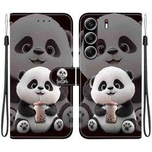 For Tecno Camon 40 Pro Crystal Texture Colored Drawing Leather Phone Case(Milk Tea Bear)